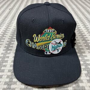 Hat Ballcap 1997 World Series Champions Marlins Blk Wool Genuine Merchandise NWT